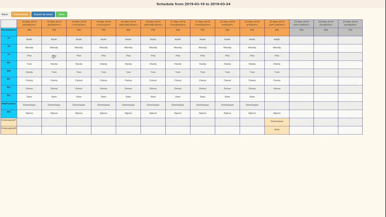 Staff Roster Planning System