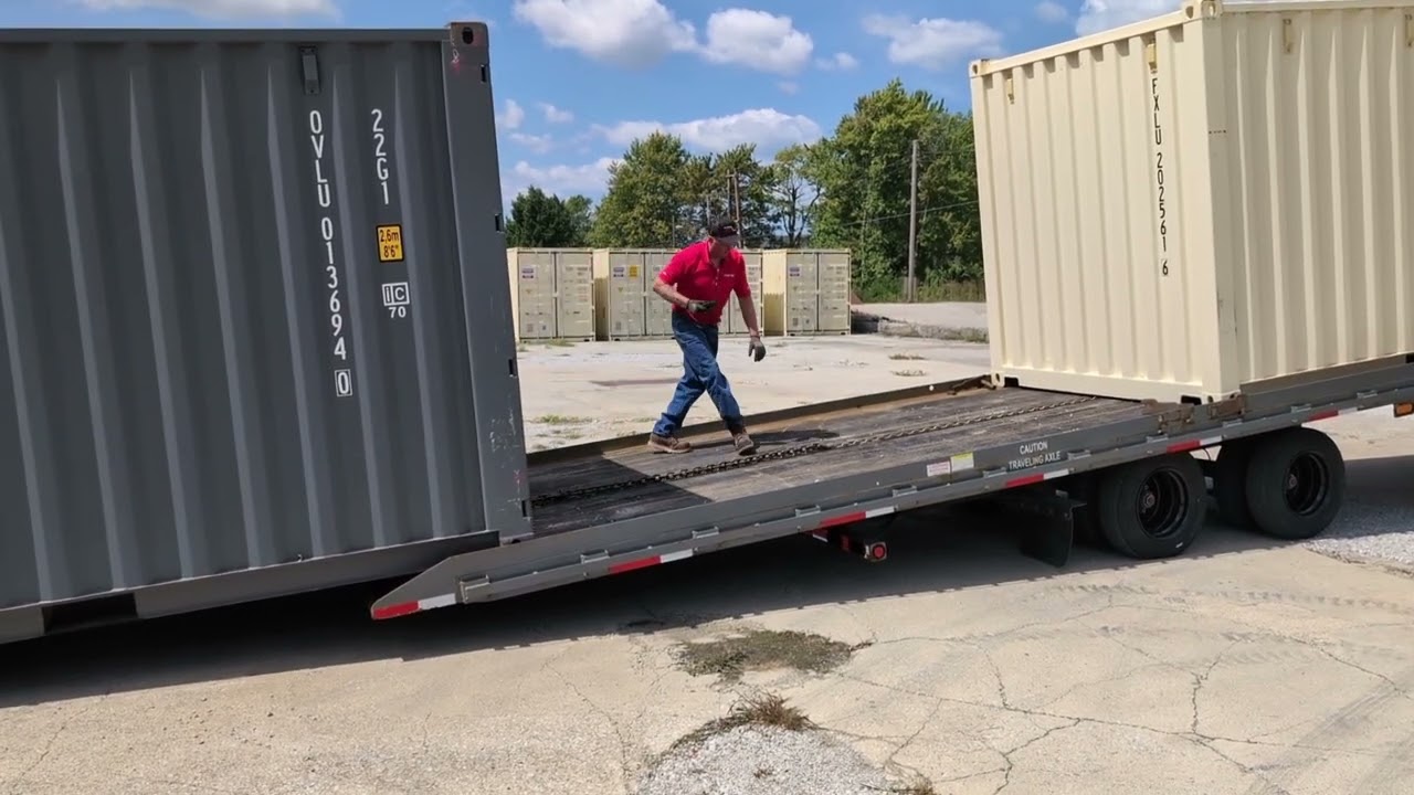 Loading The Second Container with a CDU 39 Gooseneck Using The Chain Drive