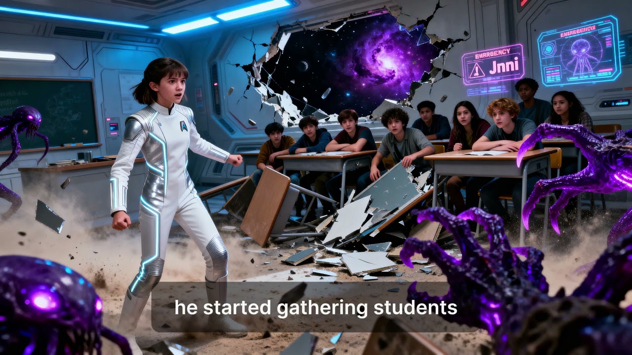 The Alien Army Attacked the Class — The Human Girl Ended It With Tactics They | A Short Sci-fi Story