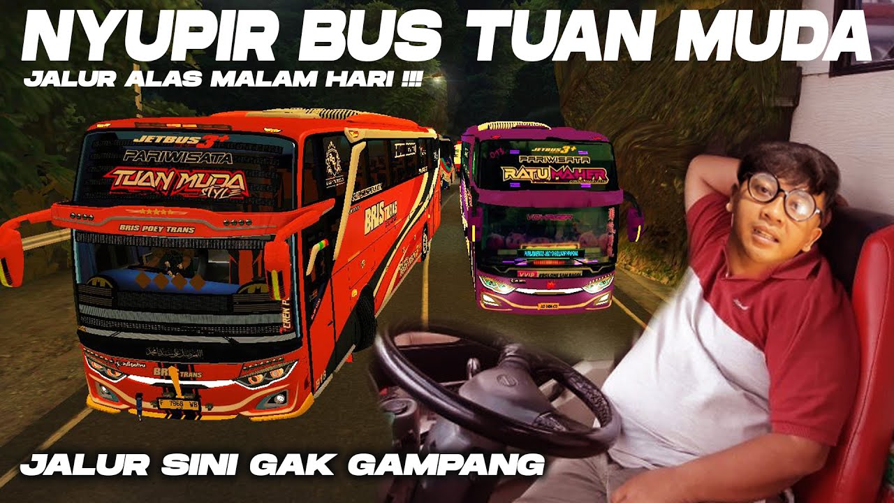 Kiki Core Nyupir Bus Tuan Muda Jalur Alas Purwo Malam Hari - Bussid