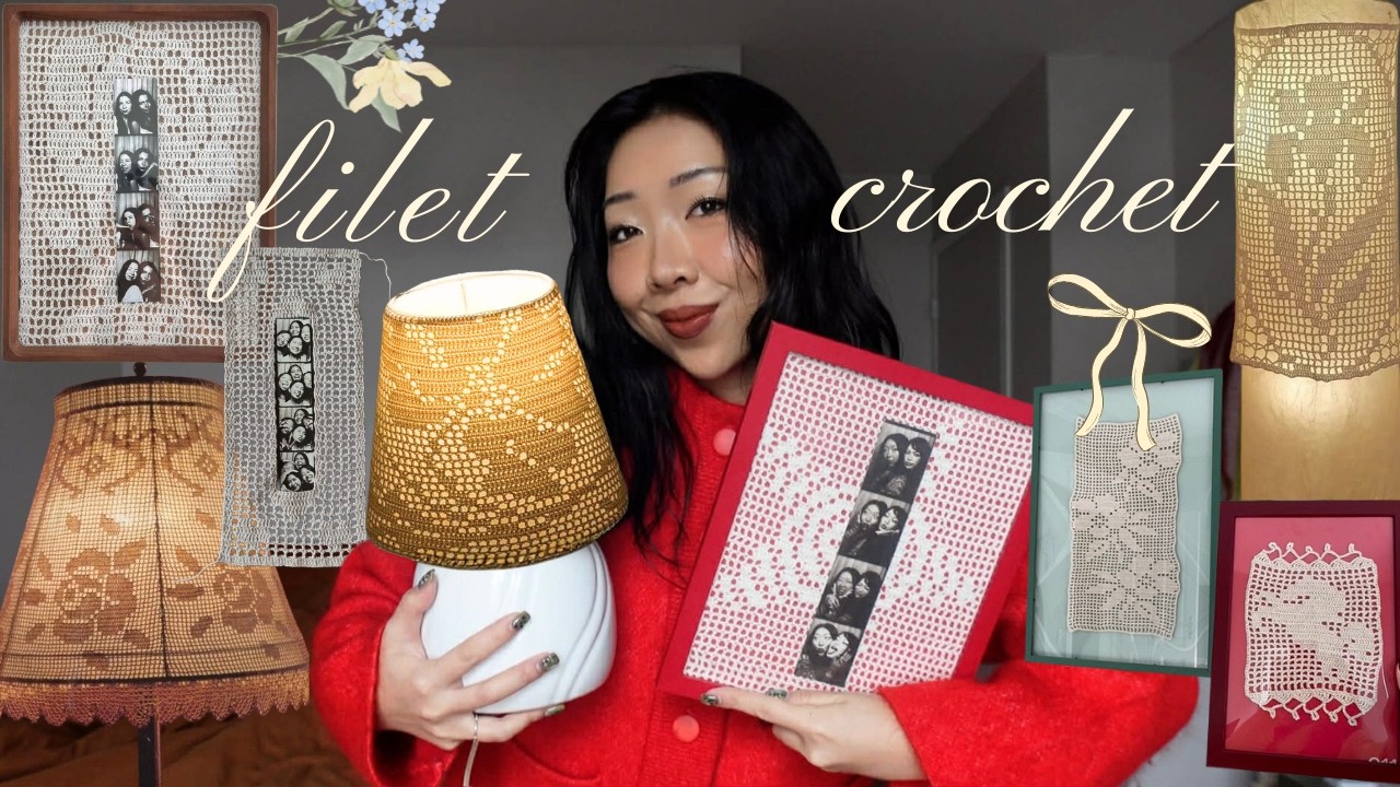 making filet crochet home decor? (lampshade + photo frame)