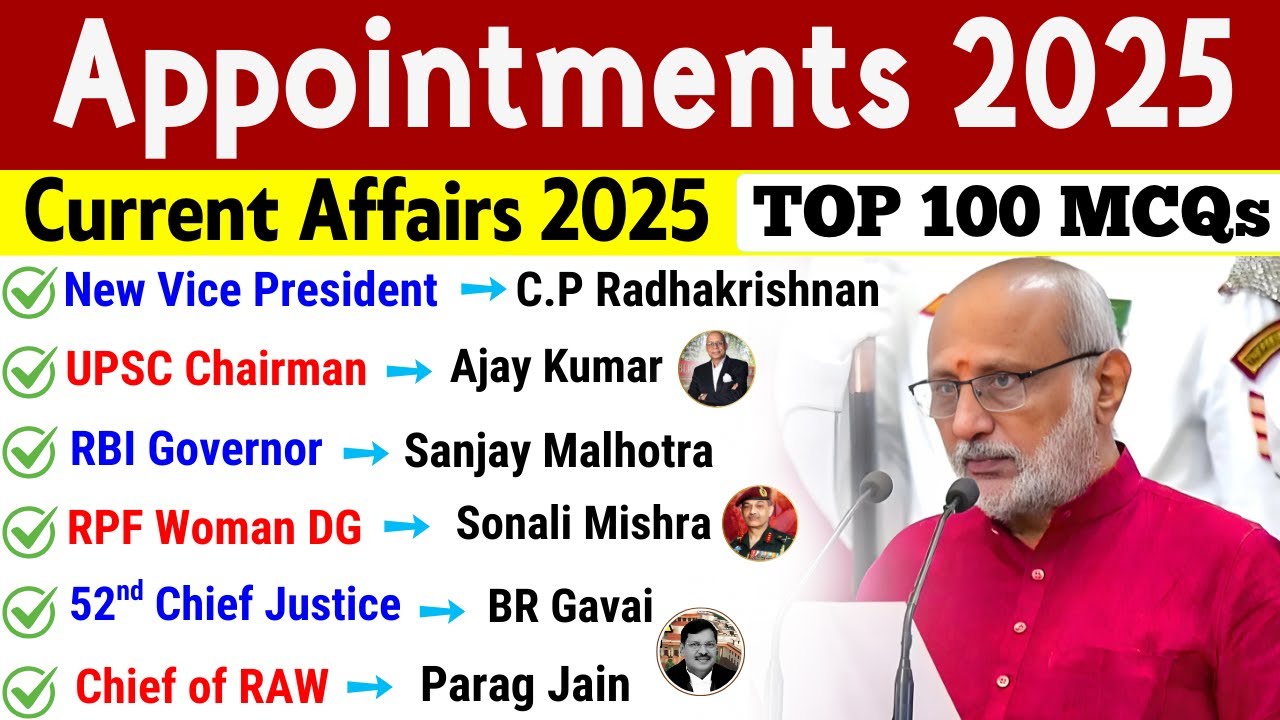 Appointment 2025 Current Affairs | Who is Who in 2025 | Latest New Appointment 2025 Updated