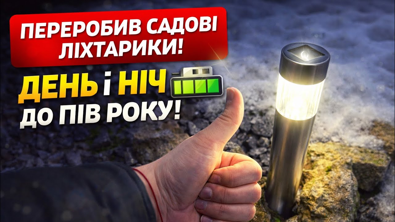 Я ПЕРЕРОБИВ САДОВІ ЛІХТАРИКИ ТЕПЕР СВІТЯТЬ ДЕНЬ І НІЧ ДО ПІВ РОКУ ВІД БАТАРЕЙОК!