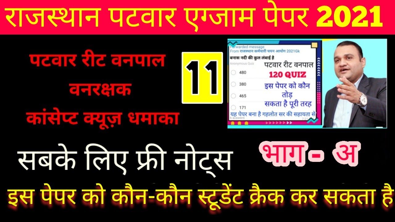 Patwari news today / patwari exam date 2020 Rajasthan Patwari model test paper