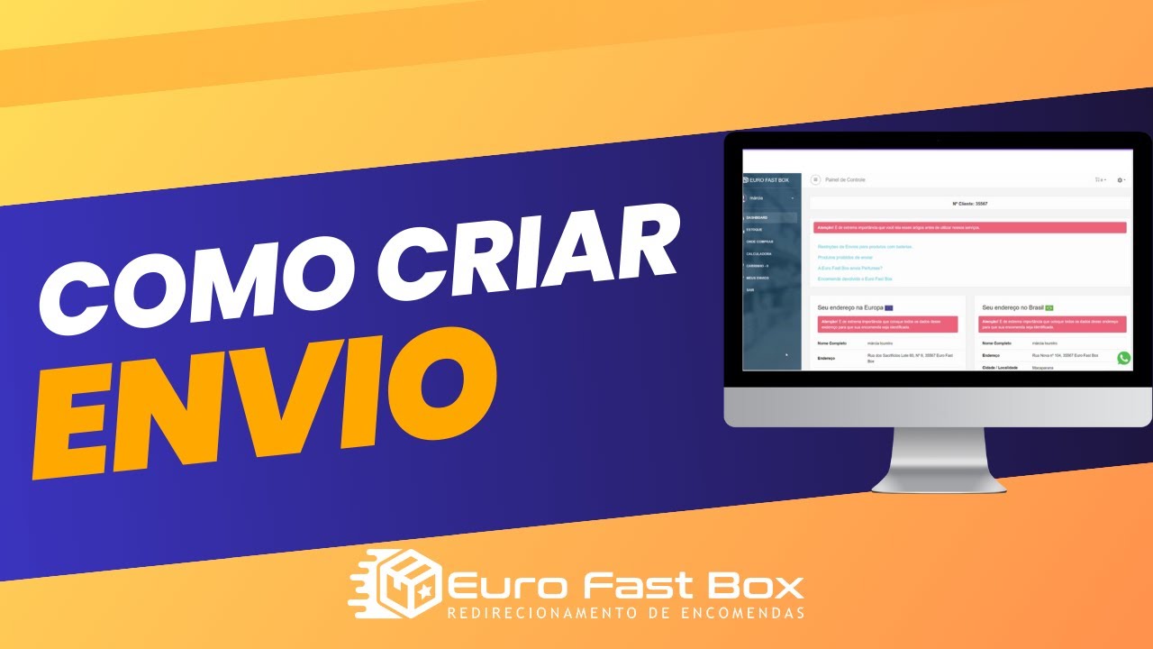 Como Criar um Envio no seu painel de controle Euro Fast Box
