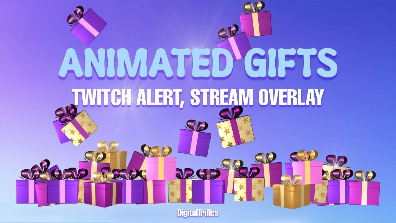 Falling Colorful Gifts, Animated Twitch Overlay and Cute Fullscreen Stream Alert