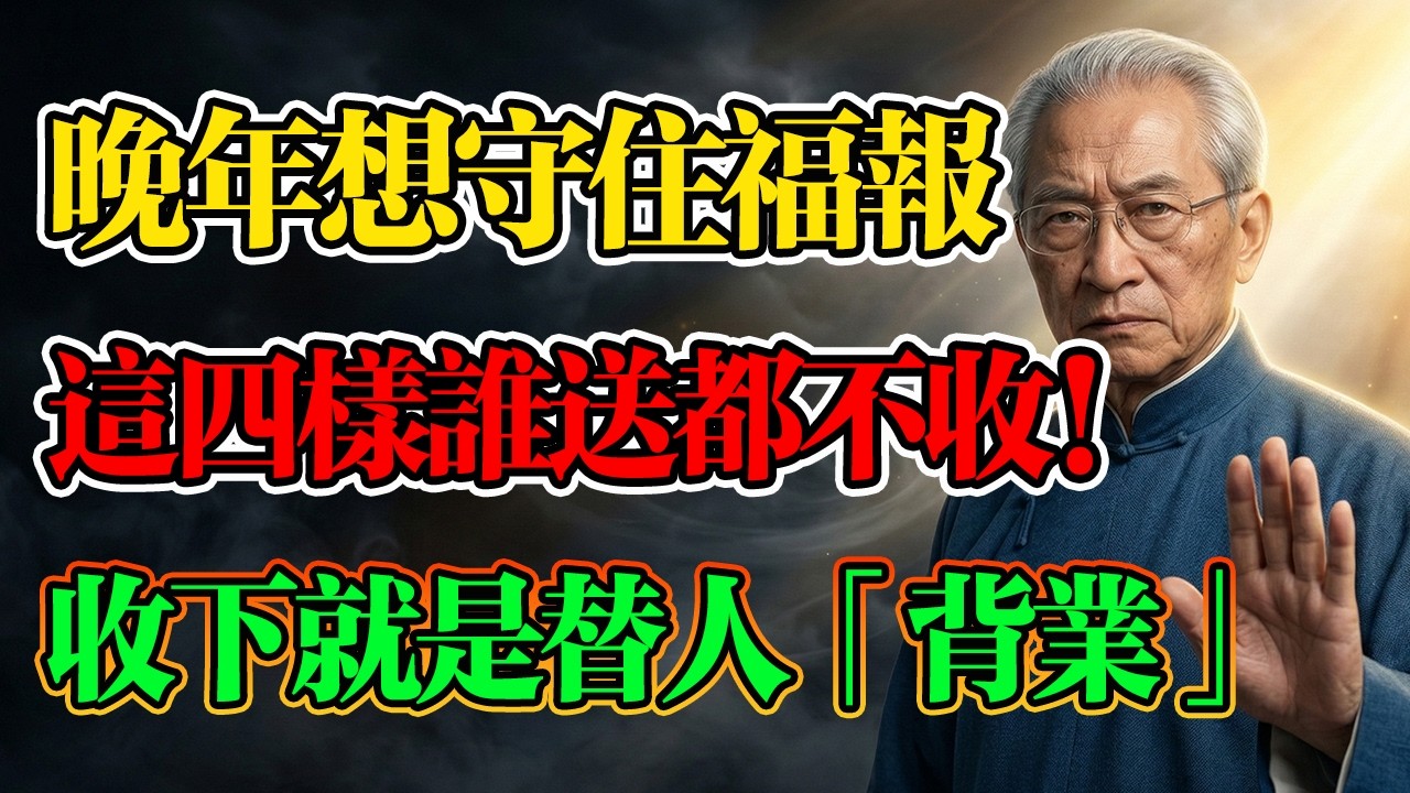 南懷瑾：晚年想守住福報，這4樣東西誰送都不收！你以為是結善緣，其實是替人「背業」！你扛不住！#南懷瑾 #佛學智慧 #因果業力 #修行法門 #人生困惑 #佛法因果 #業力#佛陀智慧 #口業 #福報修行