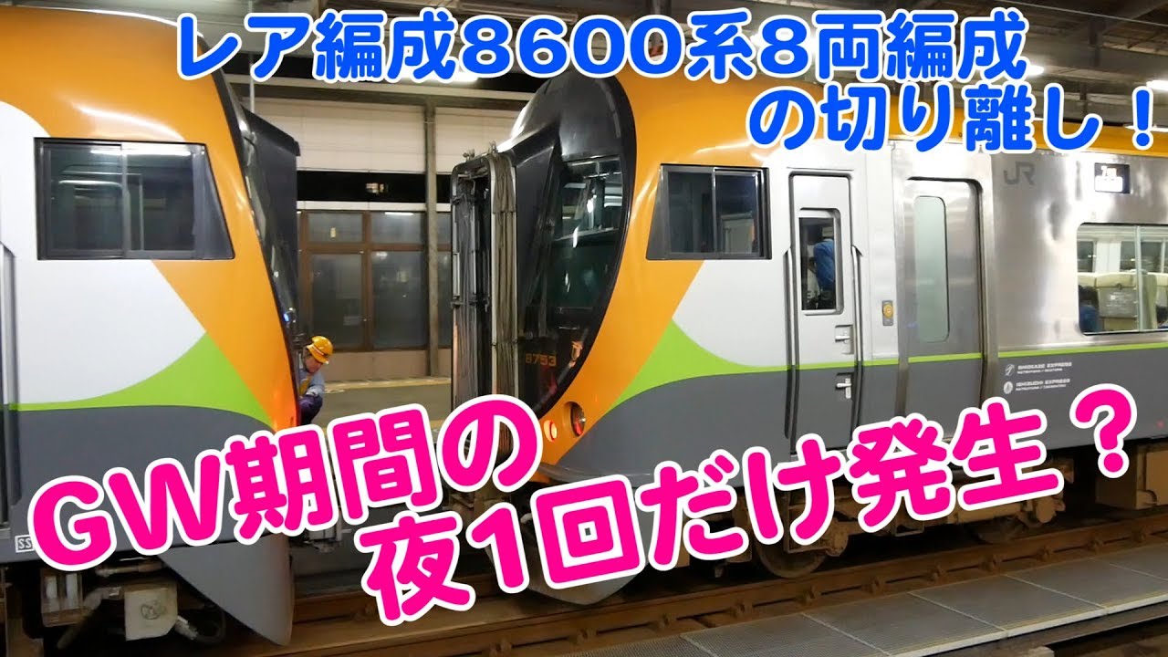 Vol.371【8600系特別編成】GW期間中の夜に1回発生！2両のいしづち号と6両のしおかぜ号の切り離し！宇多津駅での切り離し作業