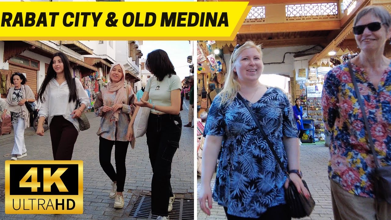 Rabat City Old Medina & Market 2023 Walking Tour 4K جولة في الرباط المدينة القديمة