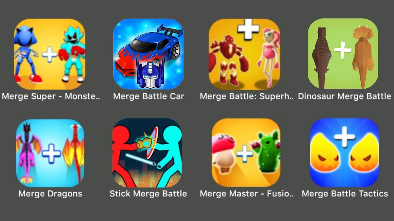 Top Merge Games: Merge Battle Car, Dragon Merge, Merge Super Monster, Dinosaur Merge, MergeSuperhero