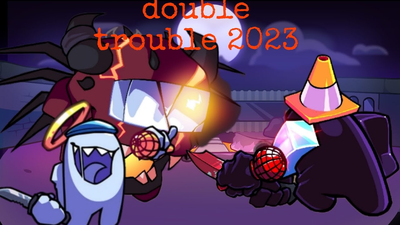 fnf double trouble 2023 but white and maroon parasite vs black impostor sings it