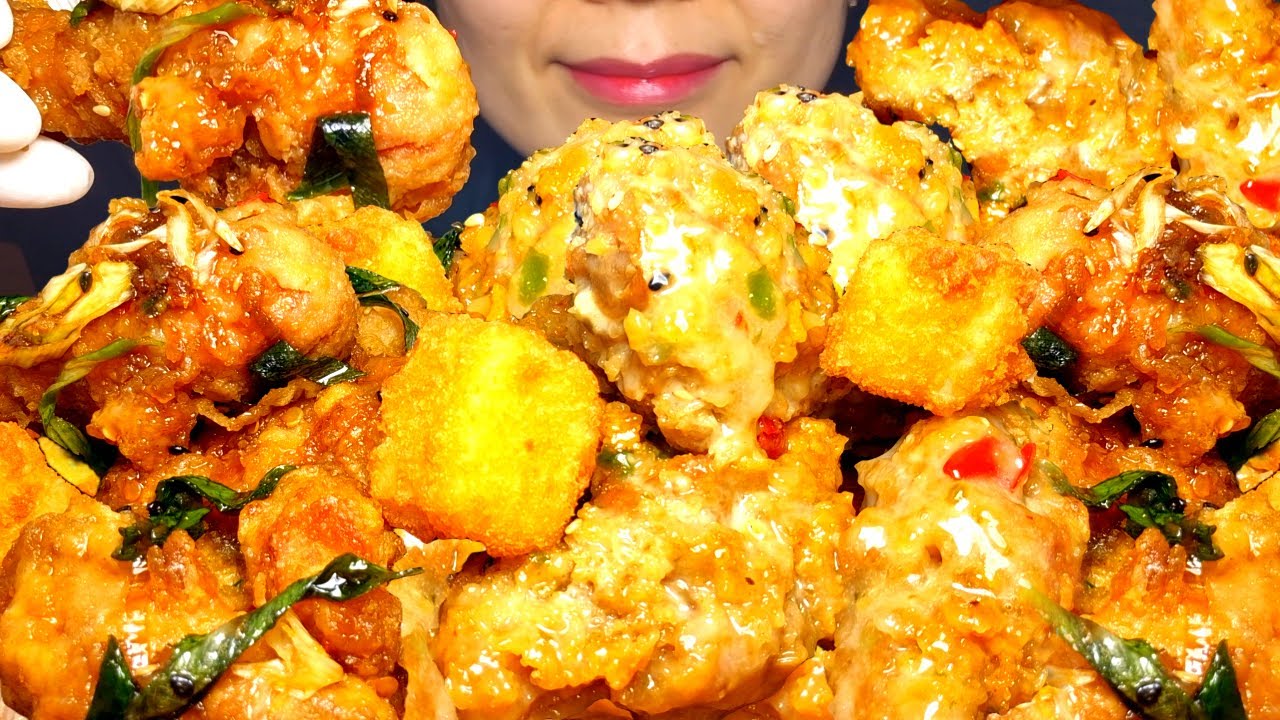 Jadam Chicken Mapchelin Chicken + Карта Soi Kick Chicken + боковой молоко Фрид Food Мукбанг