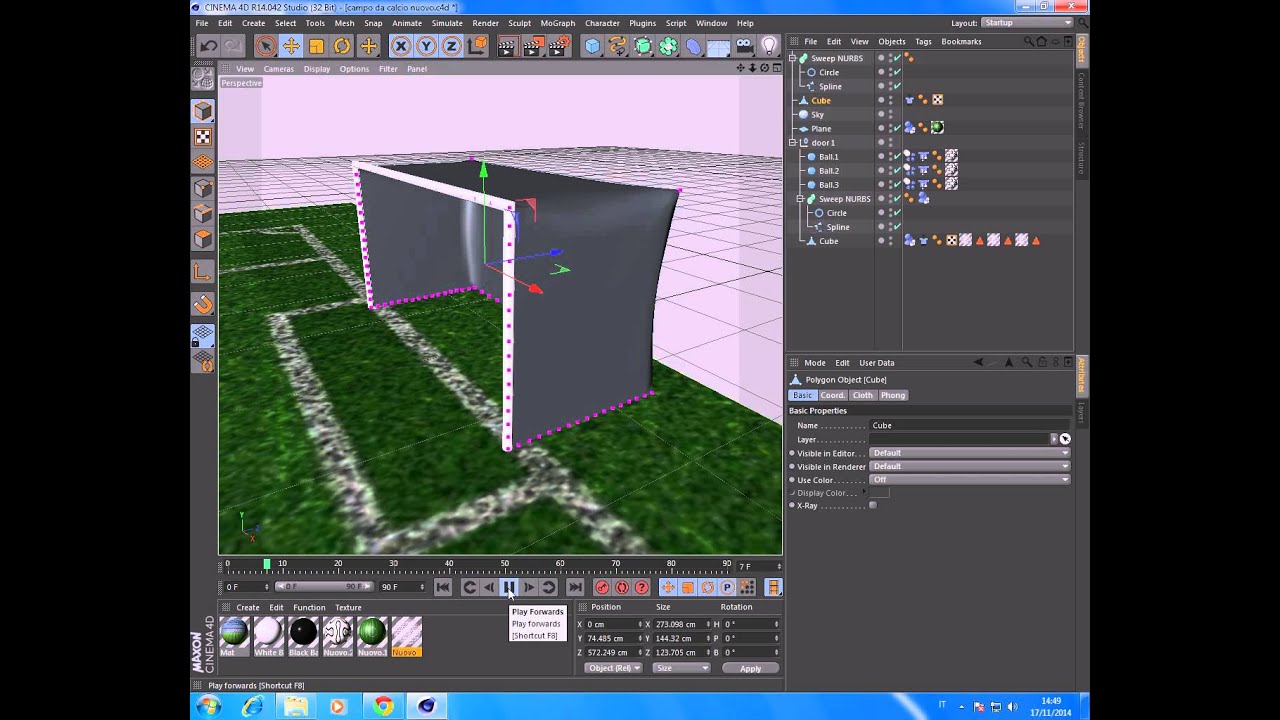 Tutorial - how to make the soccer net dynamic collision simulation on C4D (Cinema 4D) R14