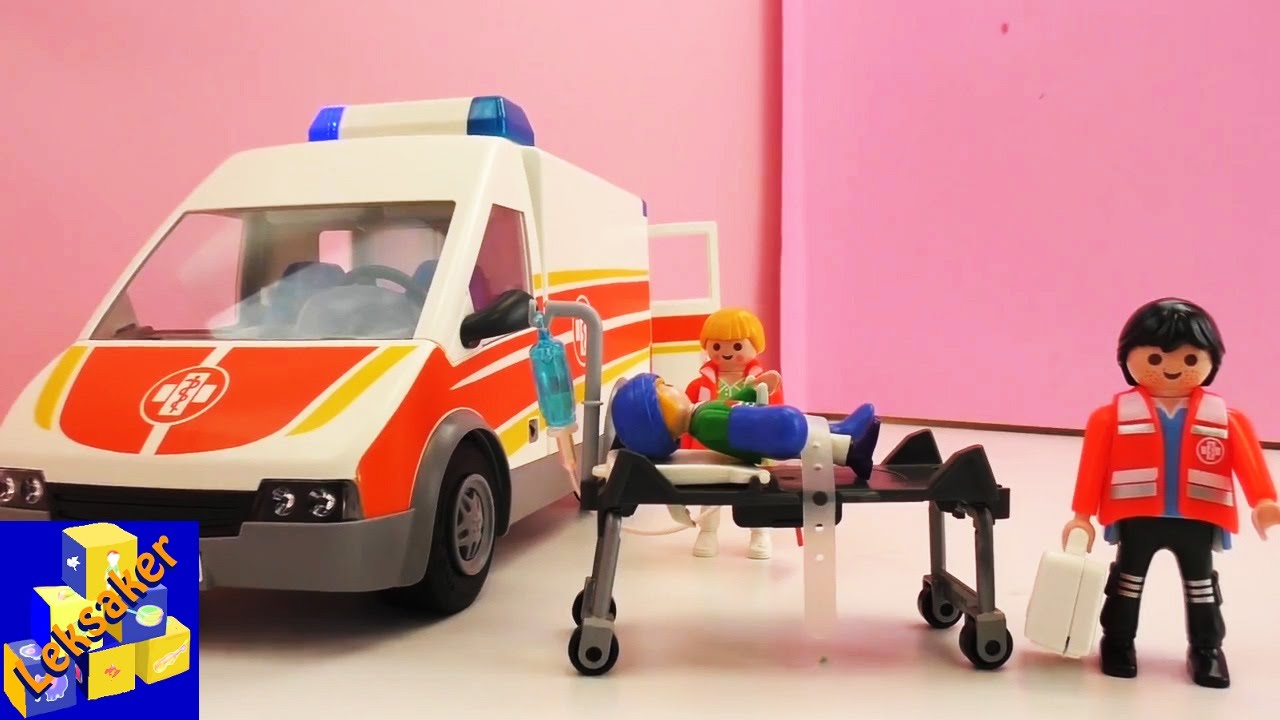 Playmobil ambulansen - patient tas med ambulansbilen till barnkliniken
