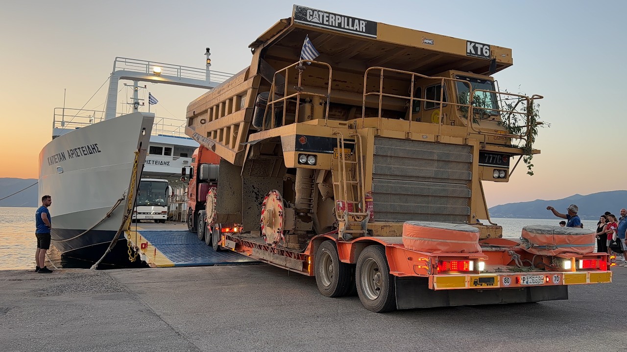 Epic 1,500KM Caterpillar 777C Heavy Haul | Three Days by Land & Sea - Sotiriadis/Labrianidis 4K
