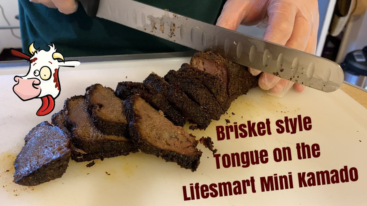 Beef Tongue - Smoked Brisket Style?!? BBQ Experiment on the Lifesmart Mini Kamado