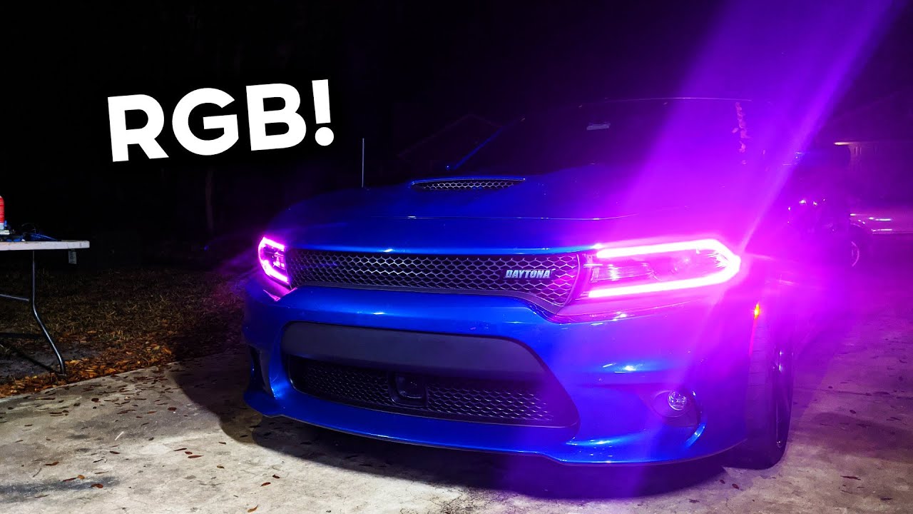 RGB-ДХО! - Dodge Charger 392 Daytona 2018 - Полная установка RGB- и W-образных ДХО с комплектом д...