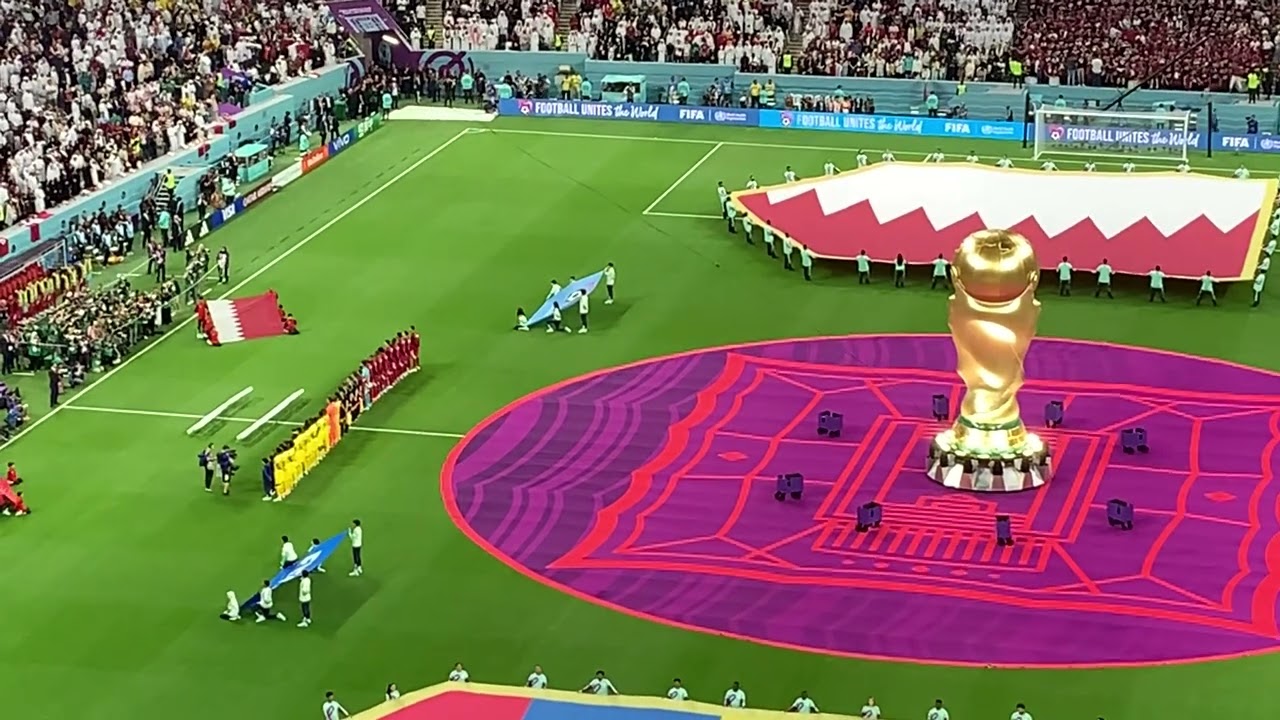 Qatar World Cup 2022 - Match 1 - Qatar vs Ecuador - player entrance and anthems