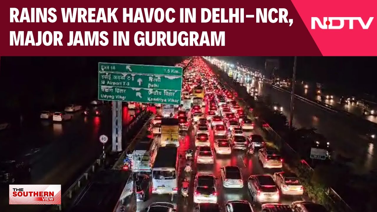 Delhi Rain News | Rains Wreak Havoc In Delhi-NCR, Major Jams In Gurugram, Flights Diverted