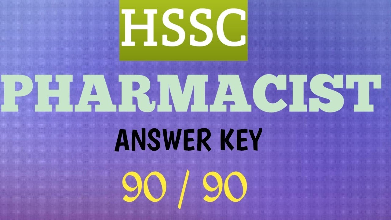 Pharmacist Paper || Full Answer Key || HSSC || 31jan2021