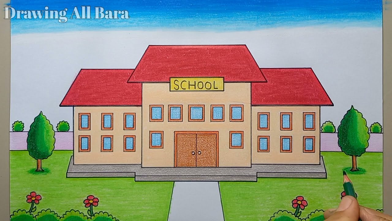 How to Draw School Easy