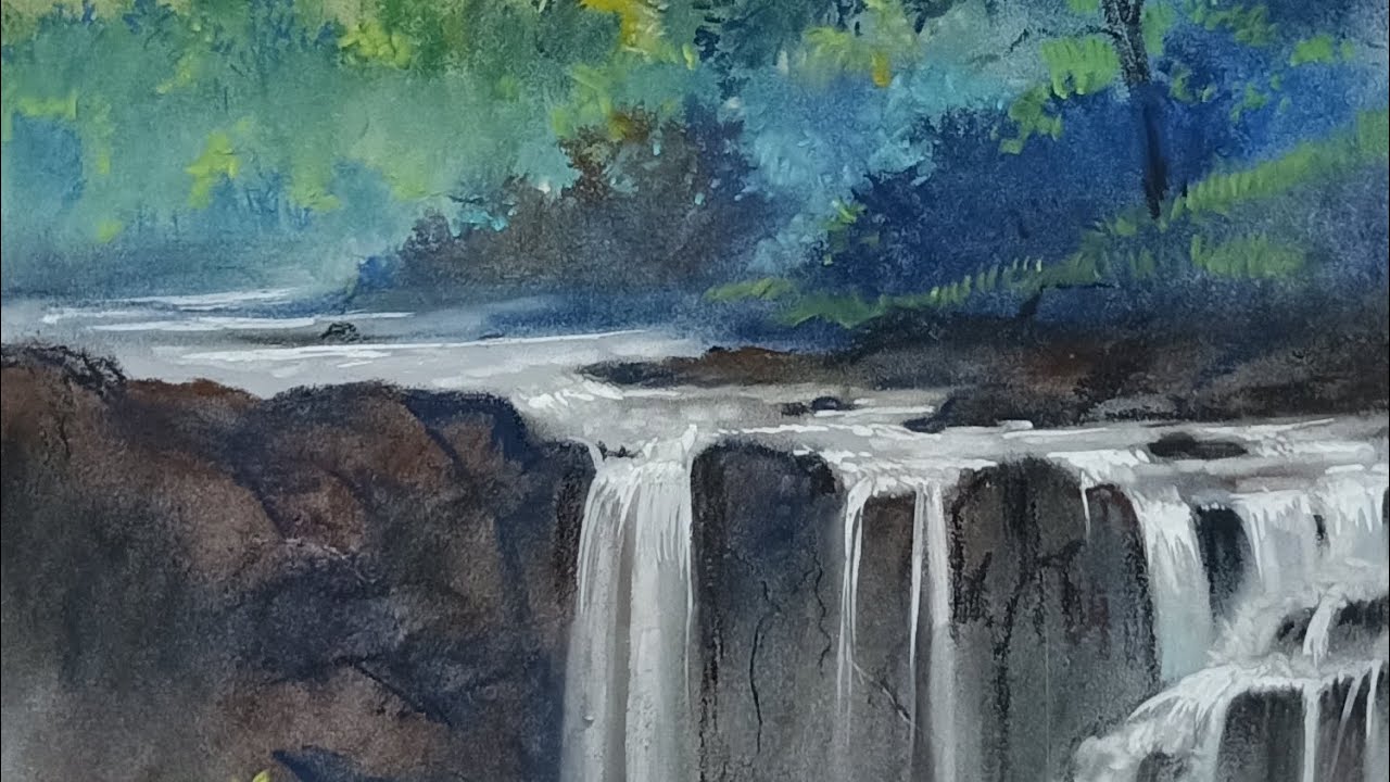 Water Fall in Soft Pastel medium 