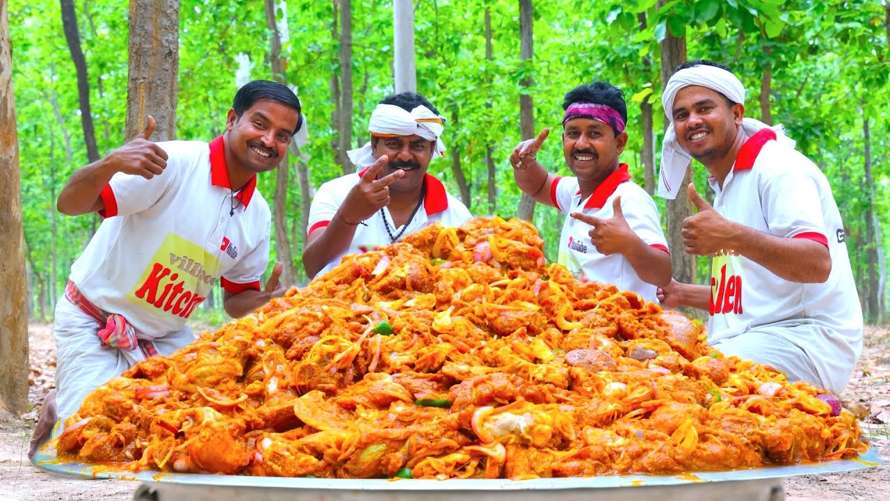 Mutton Curry & Sorshe Mrigel fish curry cooking for village people | villfood Kitchen