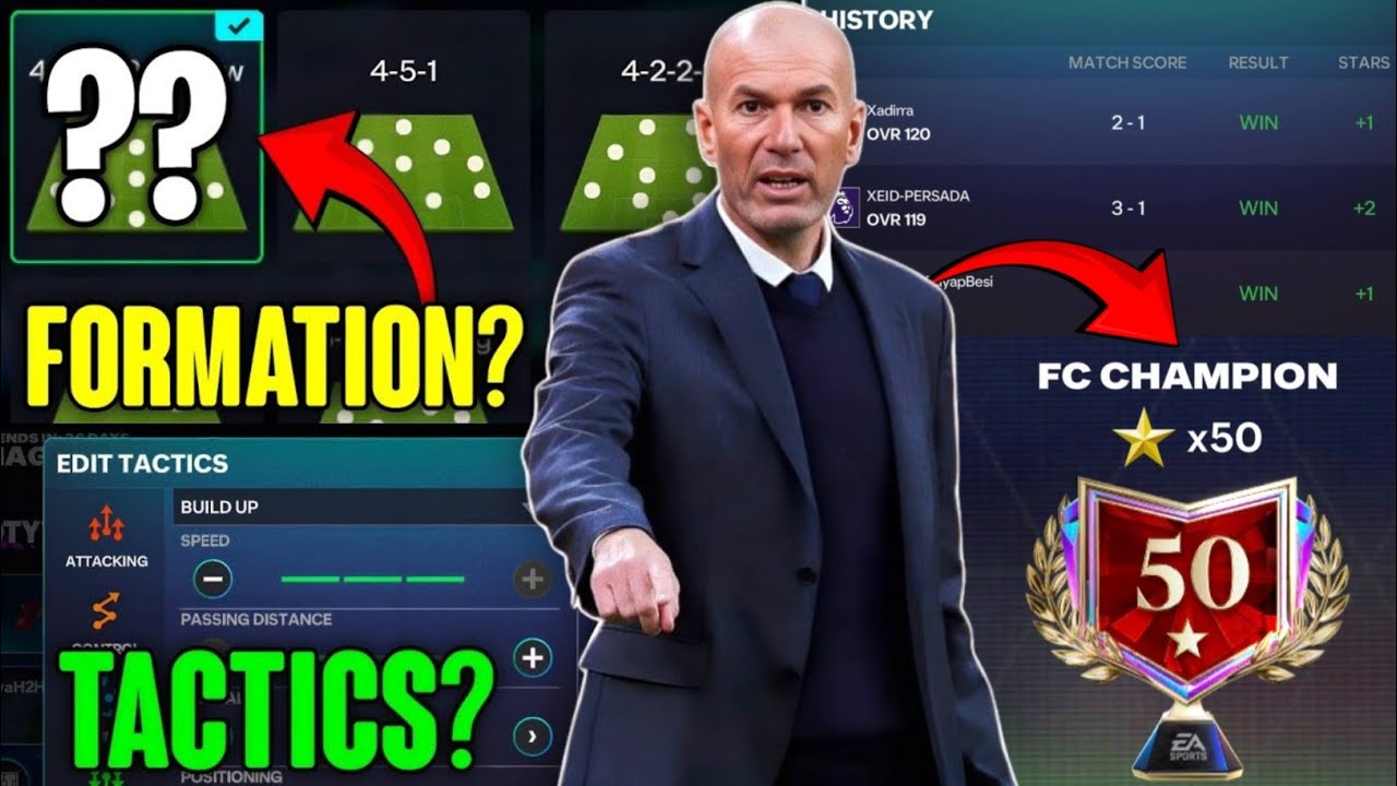 Best MANAGER MODE TACTICS - Grind 50⭐ Like a PRO🤯🏆 in Fc Mobile 