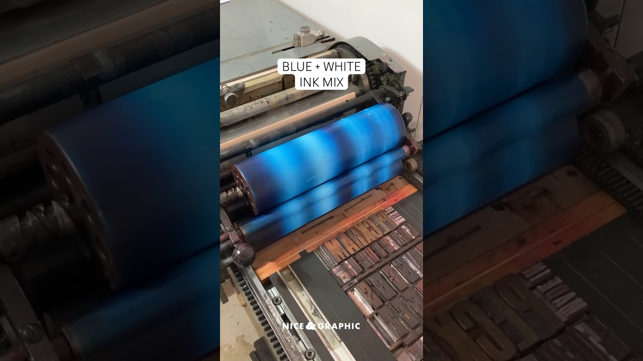 Letterpress Printing 🩵 Blue & White Ink Mix #letterpress #printing #ink #satisfying #printingpress