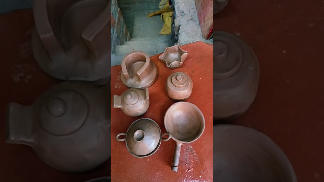 DIY making mini clay cooking pots with chulha#youtubeshorts #minikitchenset