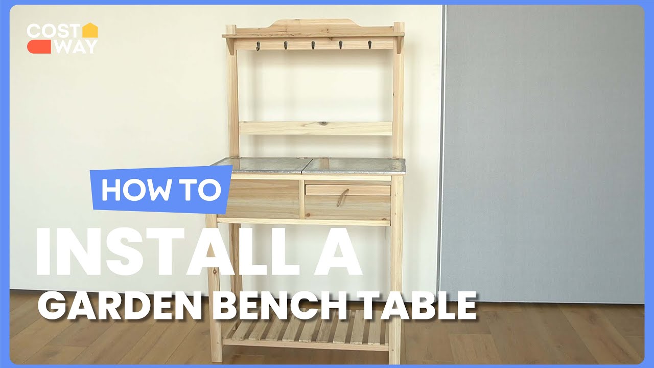 How to Install the Outdoor Garden Potting Bench Table with Metal Shelf | TH10010 