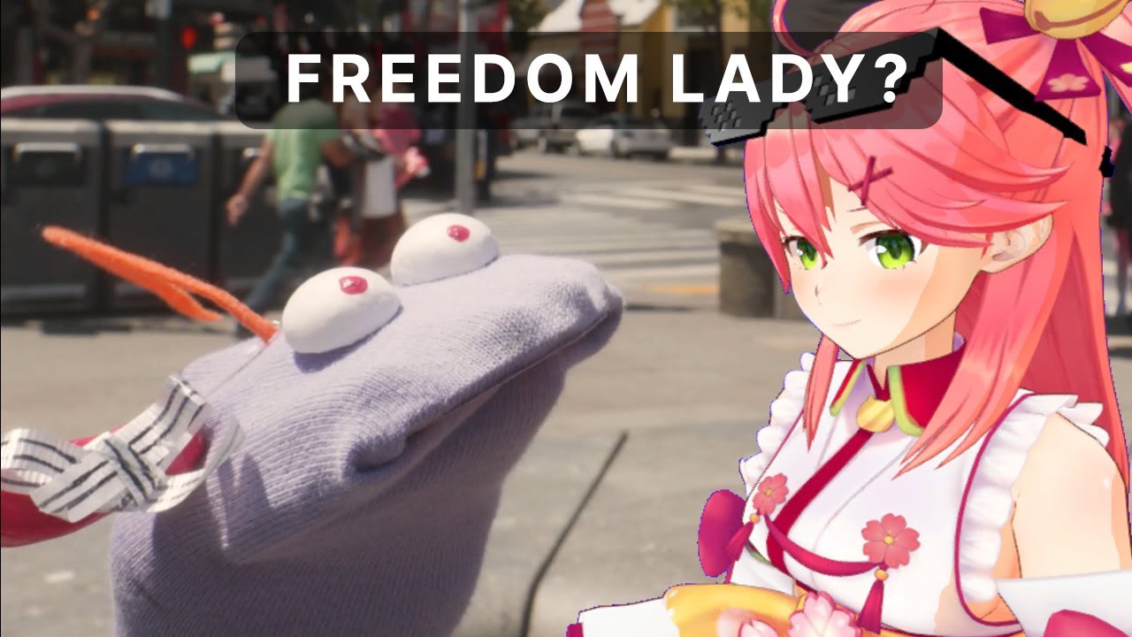 Muppet Coco & Sakura Miko Find Statue of Liberty / Freedom Lady「 Kanauru Original 」