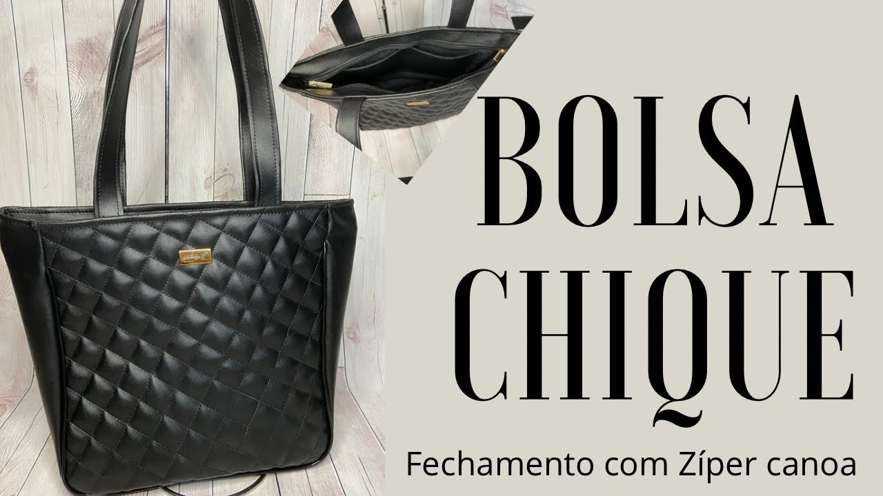 Como fazer BOLSA NO SINTÉTICO I Bolsa Feminina no Sintético I Canal de Zíper Canoa I BOLSA GRANDE