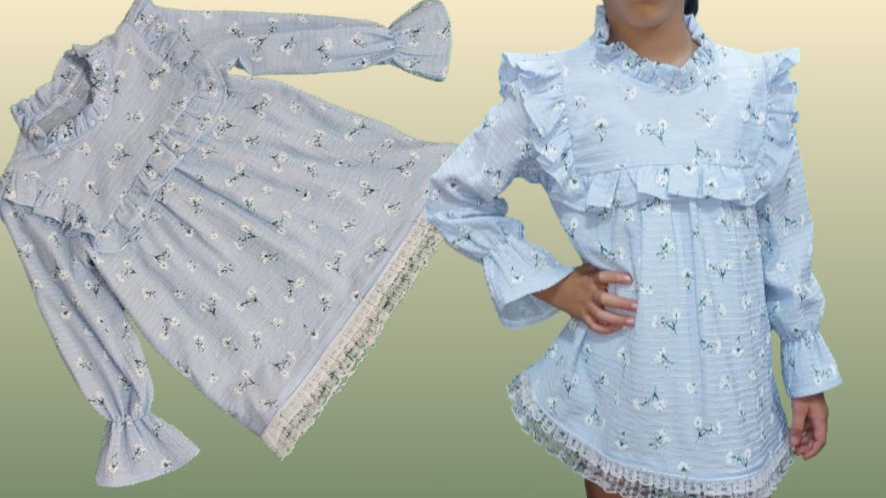 🌈 Blouse Cutting and Stitching | Sew a cute pleated girly blouse for your angel🤌