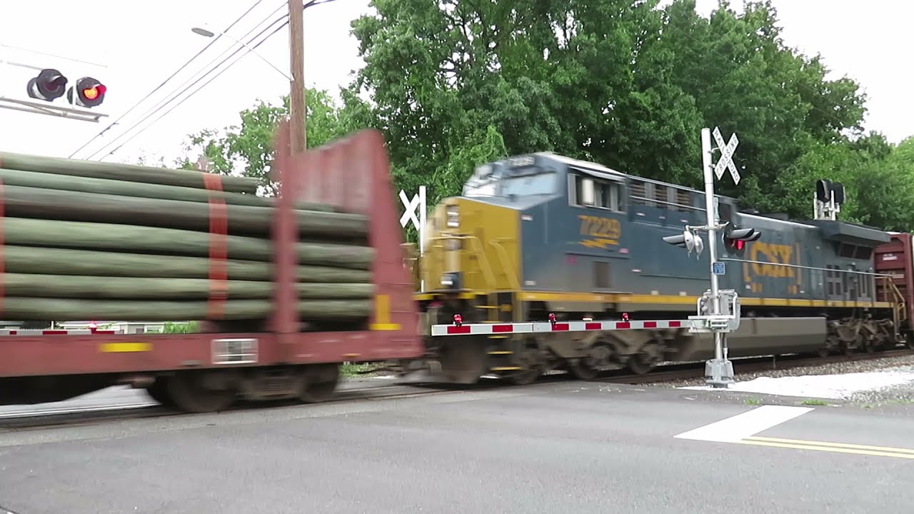 Long mixed freight train with five engines including a DPU on the CSX River line!