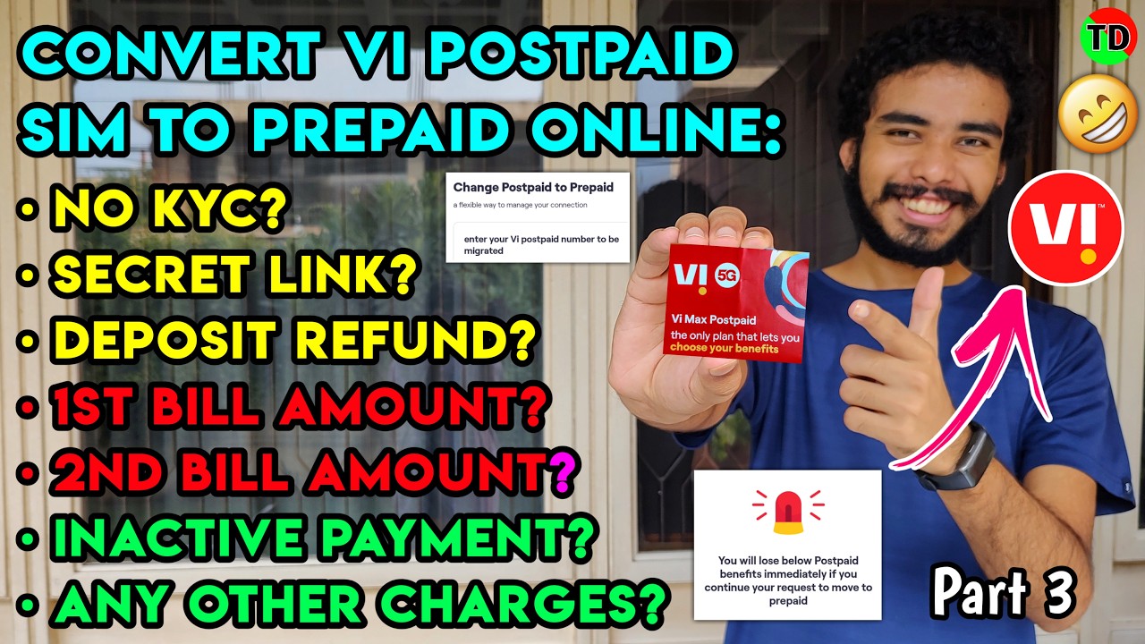 How To Convert Vi Postpaid SIM To Prepaid Online In One Click & Get Postpaid Refund + Prepaid Test 🤩