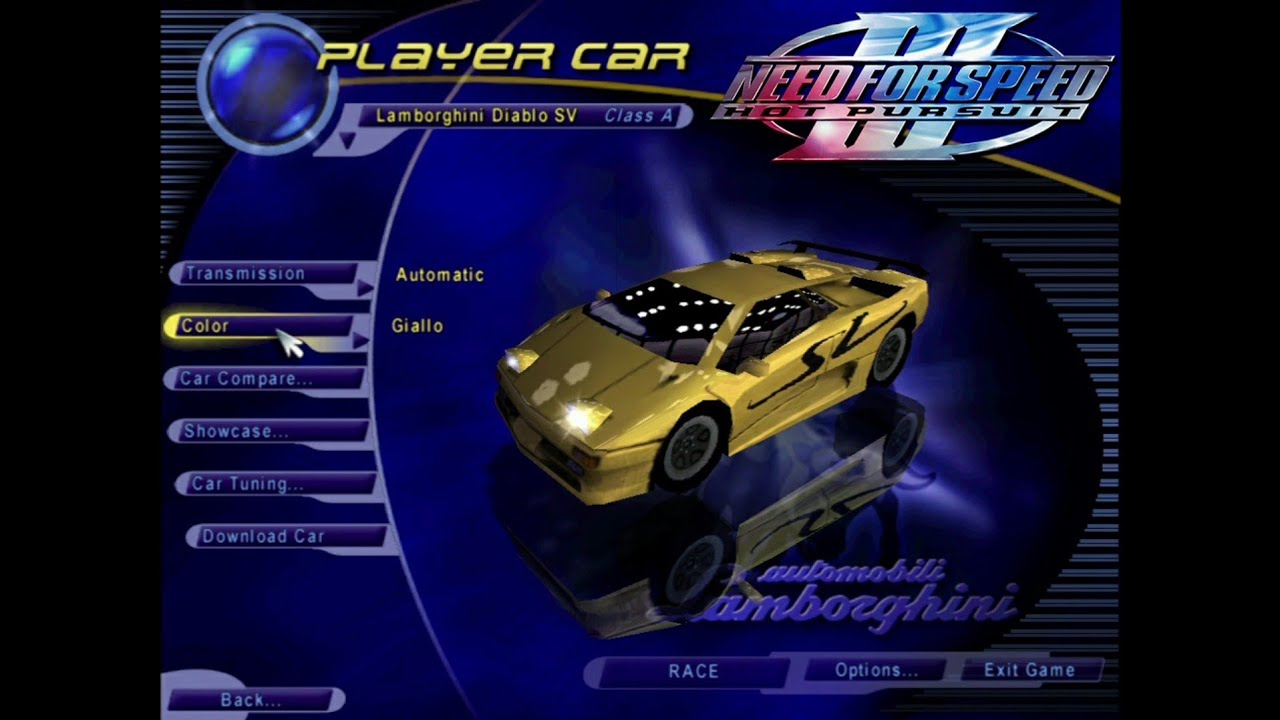 Need For Speed III: Hot Pursuit [PC] - All Cars List