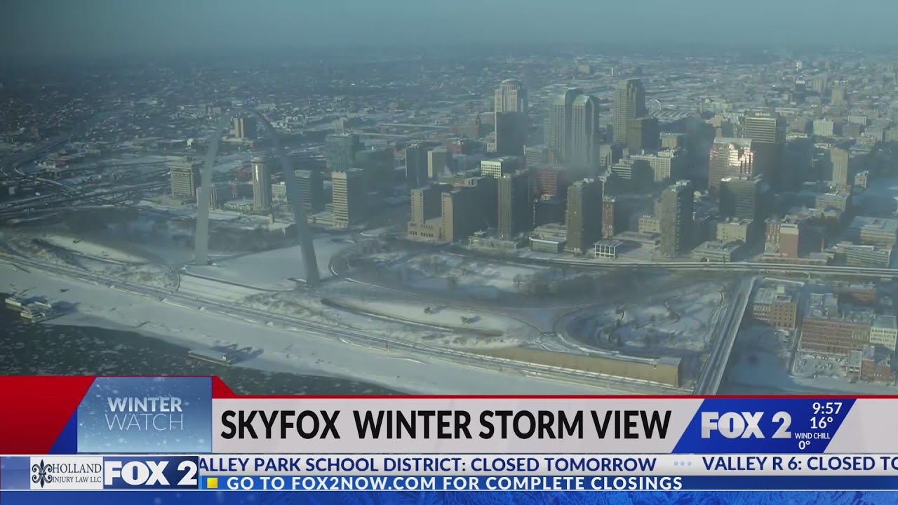 SkyFOX’s trip Monday morning over a snowy St. Louis