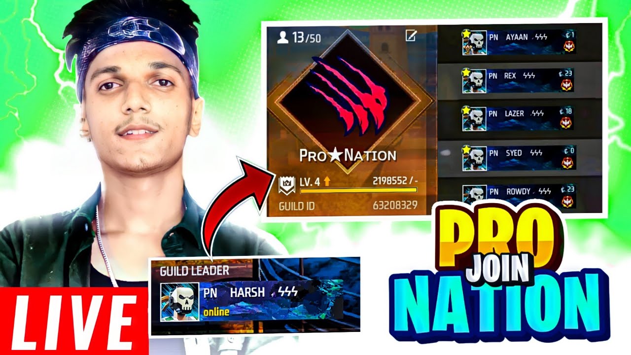 PN HARSH LIVE 🔥 GUILD TEST IS ON 💥 1V1 WITH ME ❤ #PRONATION #FREEFIRELIVE​​ #GARENAFREEFIRE