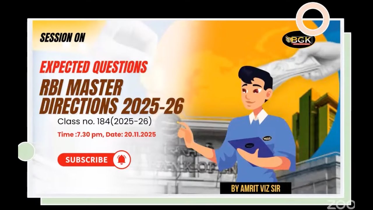 Expected Questions on RBI Master Directions 2025-26 II Session dtd. 20.11.2025