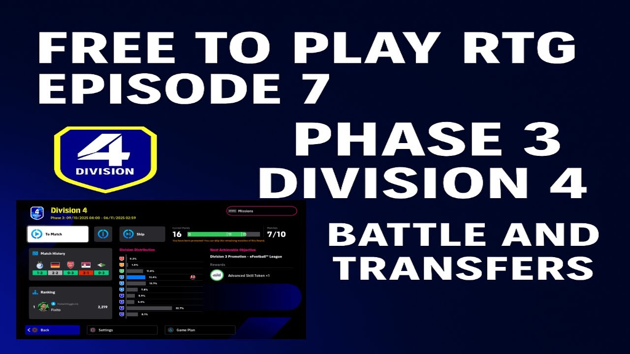 FREE TO PLAY RTG EP.7 – PHASE 3 BATTLE 🔥 | Division 3 Promotion & Transfers | eFootball 2026