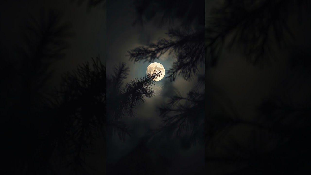 🌕 Full Moon Through the Trees | 4K Night Nature Footage #nocopyright