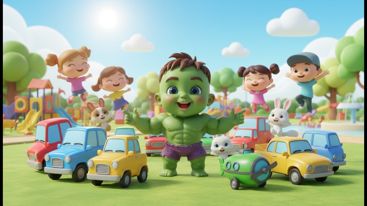 🎵 Hulk Vehicle Rescue Mission | kids action nursery rhyme | Superhero Baby Car & Truck Song 🚗🚒💚