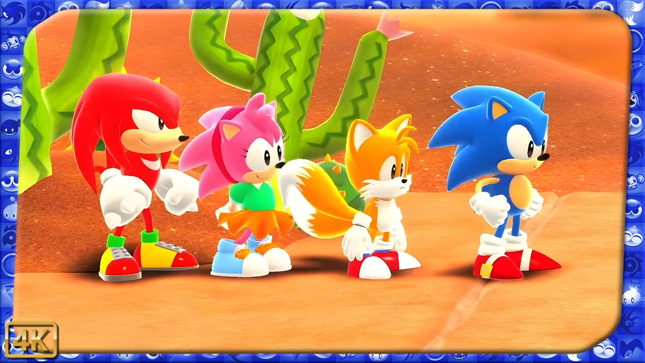 Sonic Superstars ⁴ᴷ Sand Sanctuary Zone (4-Players) Story Mode, All 7 Chaos Emeralds
