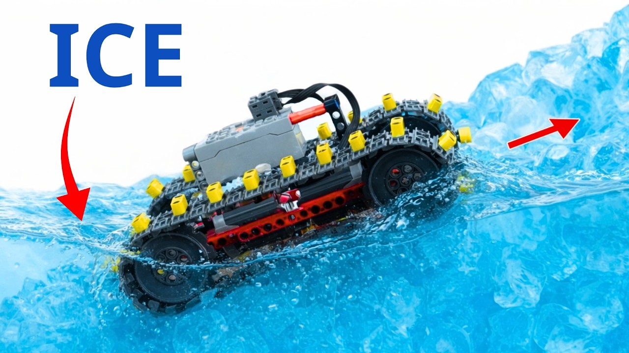 6 LEGO Technic Cars Climb an Icy Water Slope – Who Will Survive? | Brick Sound
