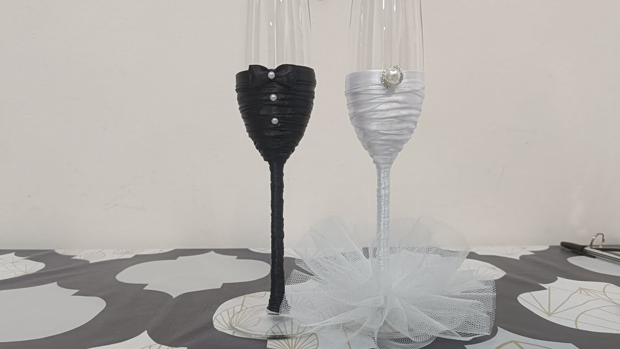 Video - como decorar copas de boda? como hacer copas de matrimonio? - copas con trajes de novios