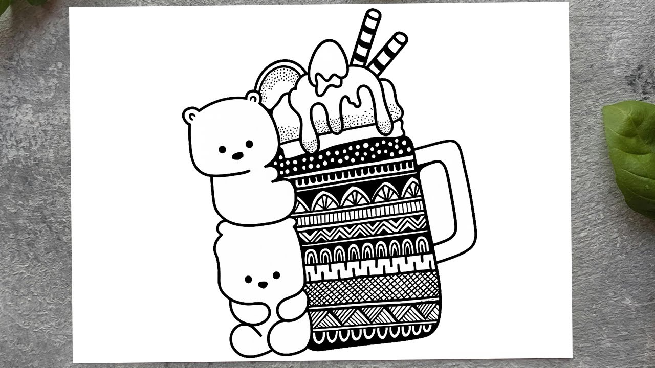 Cute Bear Mug Drawing | Easy Kawaii Sketch | Simple Chitra & Mandala Cup Art for Beginners