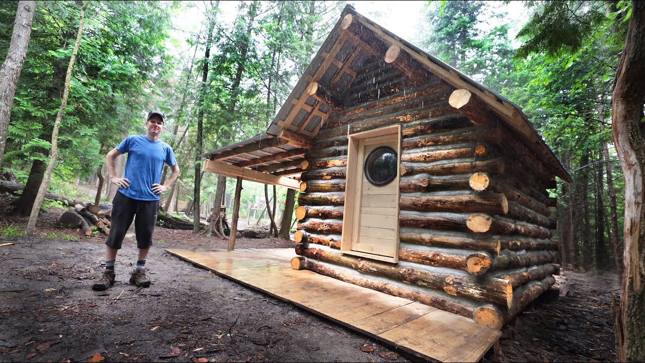 Off Grid Log Cabin is Done (mostly) | Chinking the Log Cabin
