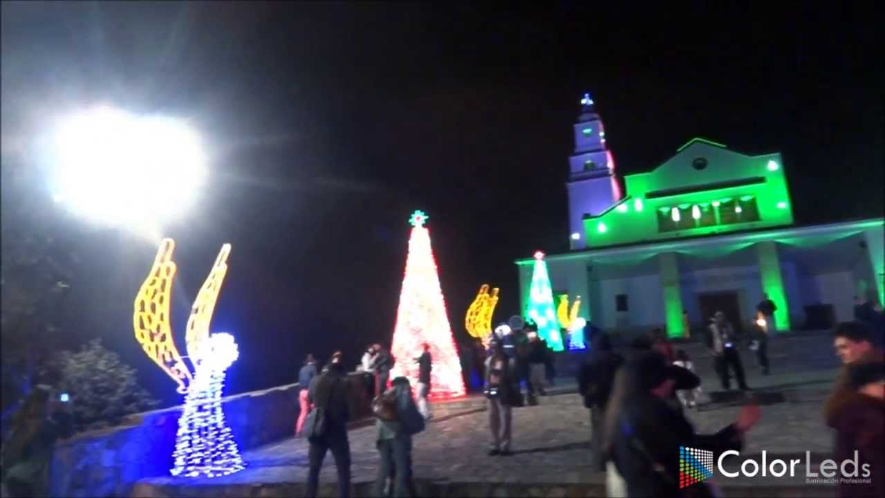 Iluminación navideña cerro Monserrate 2013, fachada mediática led rgb, Bogotá Colombia Colorleds