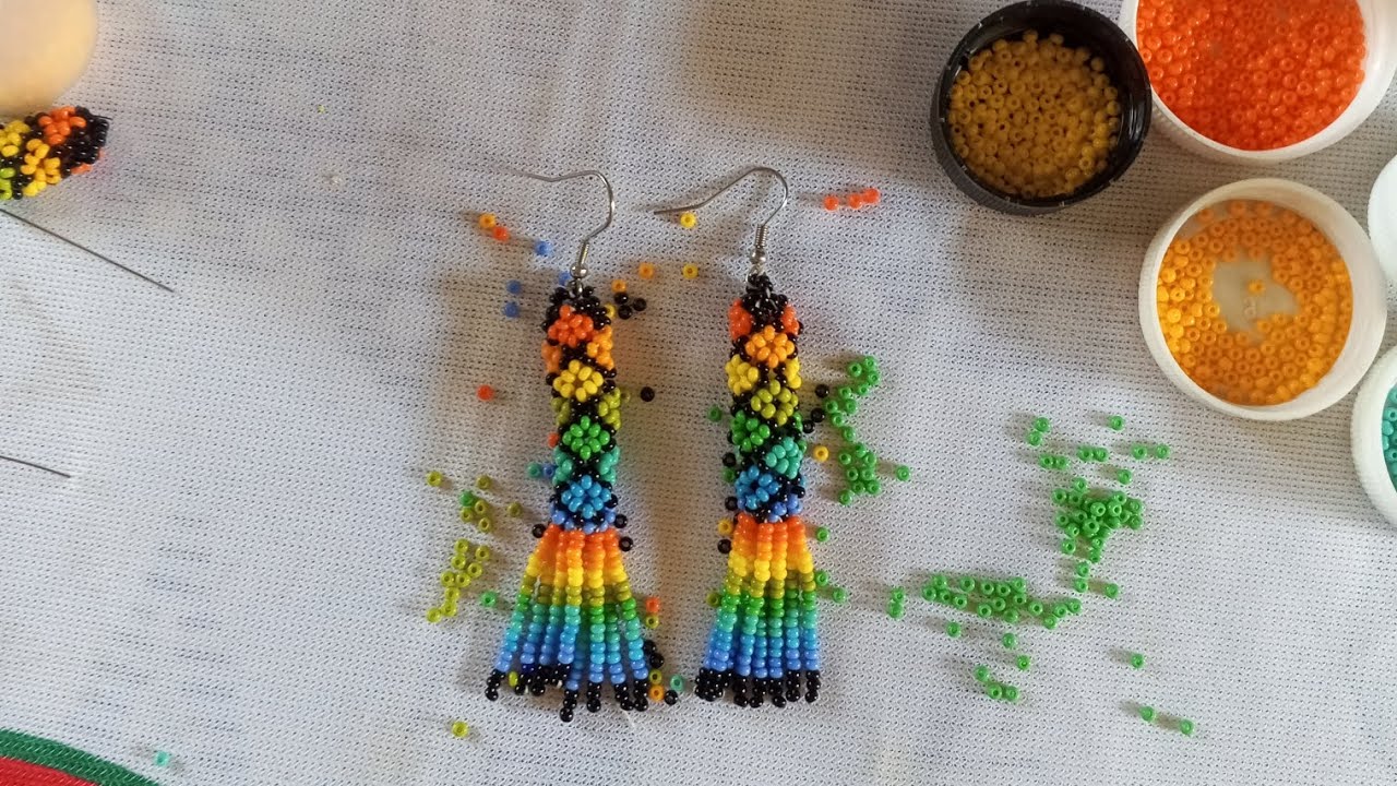 aretes tubulares de mostacilla de colores 🌈